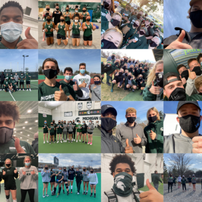 collage of michigan state university athletes giving the thumbs up