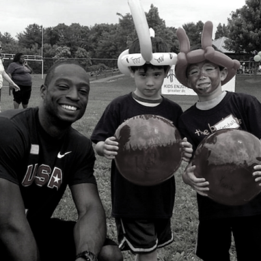 Athlete with two kids
