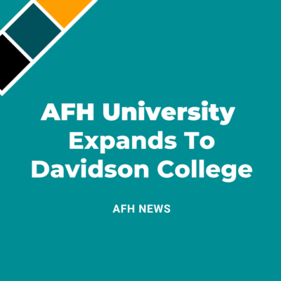 Website card graphic that reads "AFH University Expands To Davidson college."