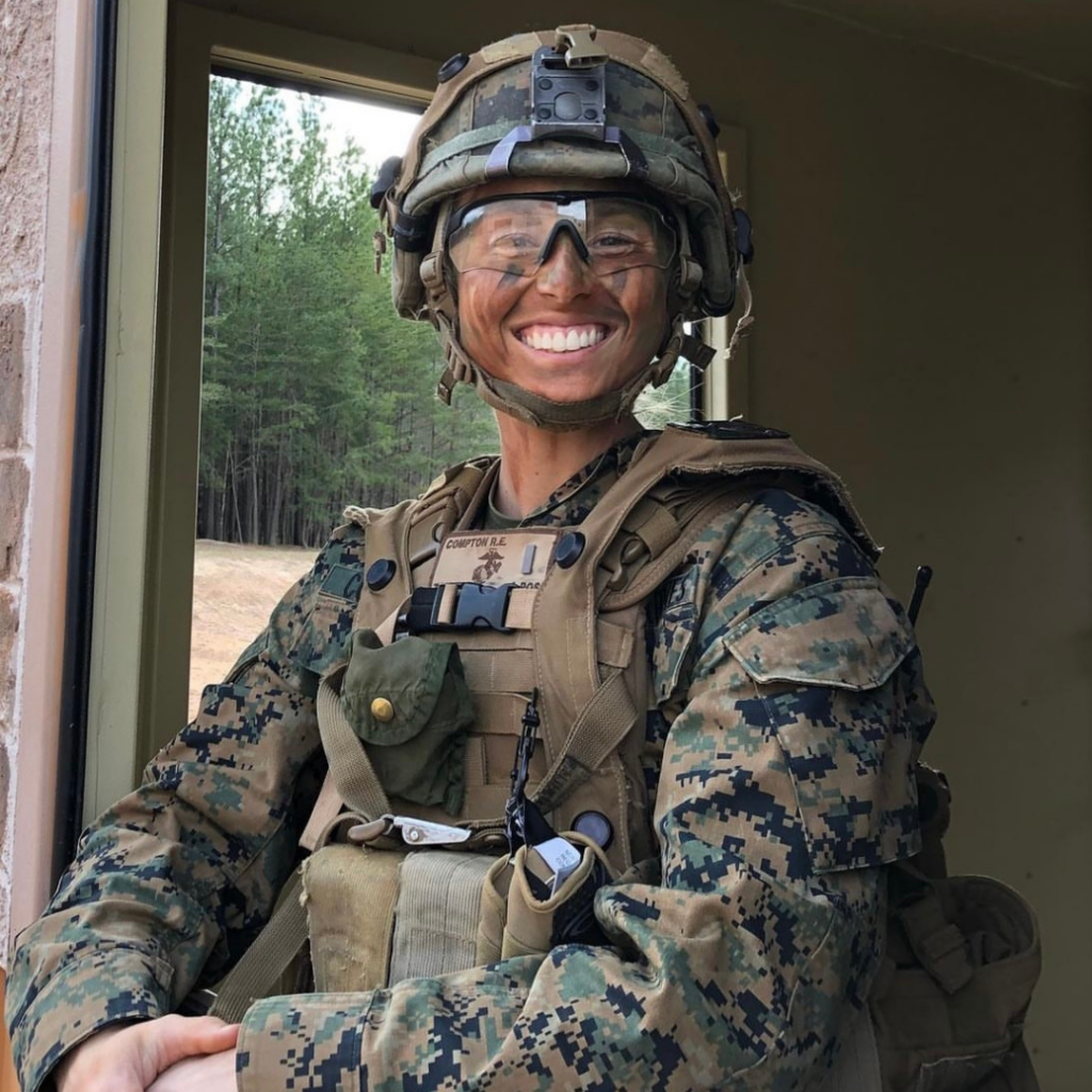 Photo of Riley Tejeck in military uniform smiling