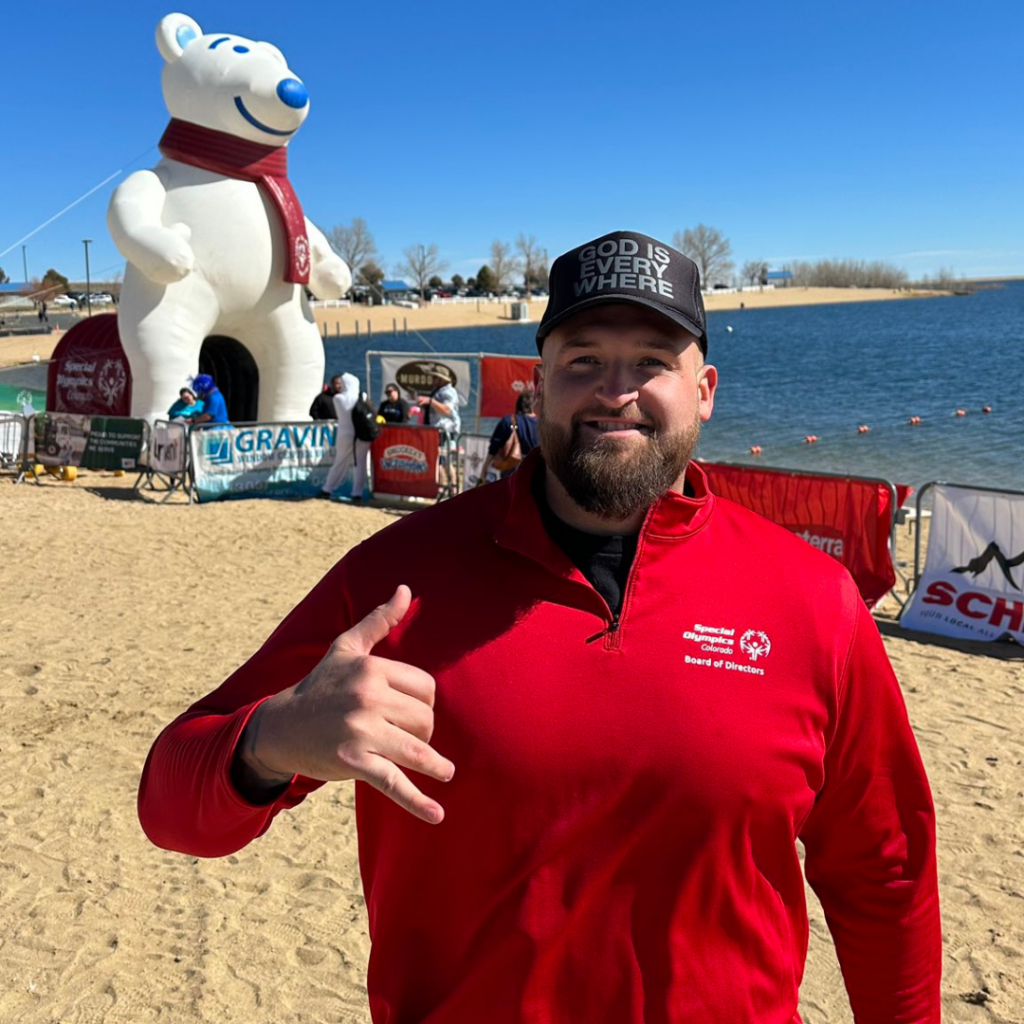 Dalton Risner poses for a photo at the Special Olympics polar plunge.